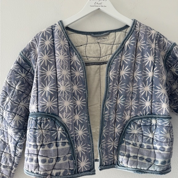 FREE PEOPLE Kara Blue Quilted Jacket S - Picture 13 of 13